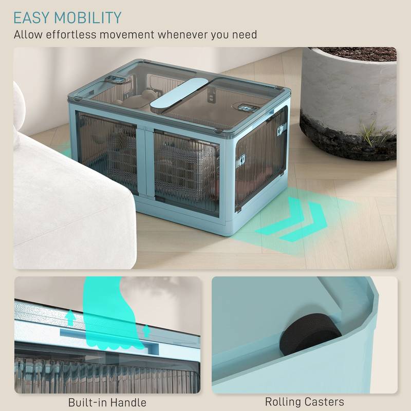 Blue Stackable Storage Bins with Wheels