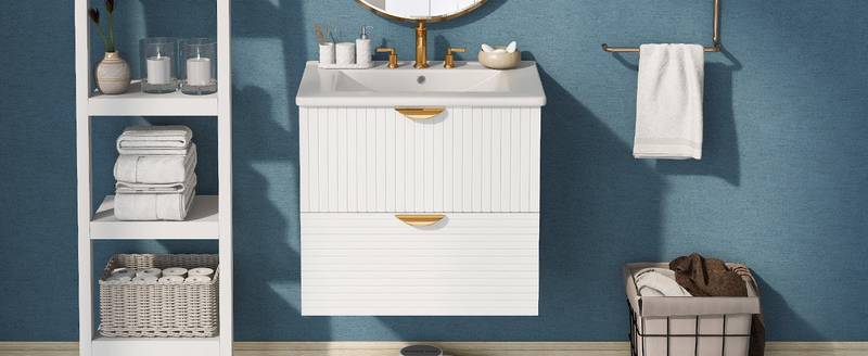 Sleek White Wall-Mounted Vanity for Small Spaces