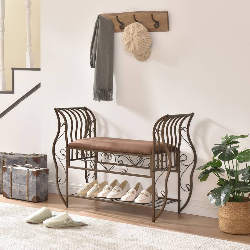 Chic Upholstered Bed Bench with Arms