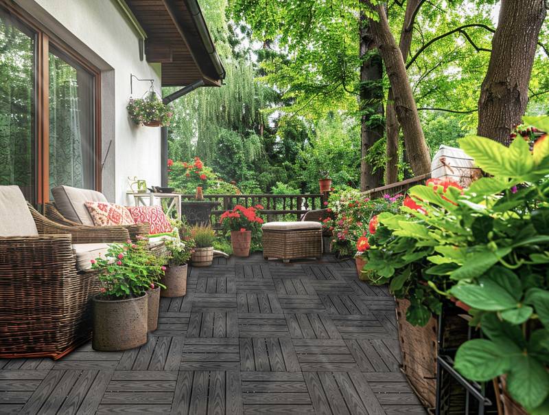 Versatile Dark Grey Deck Tile Set