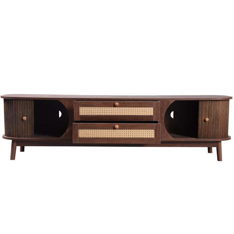 Chic Rattan TV Stand - Modern Farmhouse Style