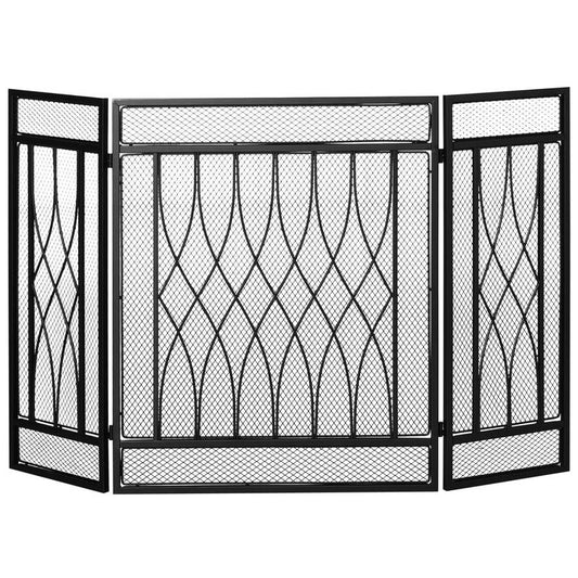 Chic Black Fireplace Screen - Stylish Spark Guard