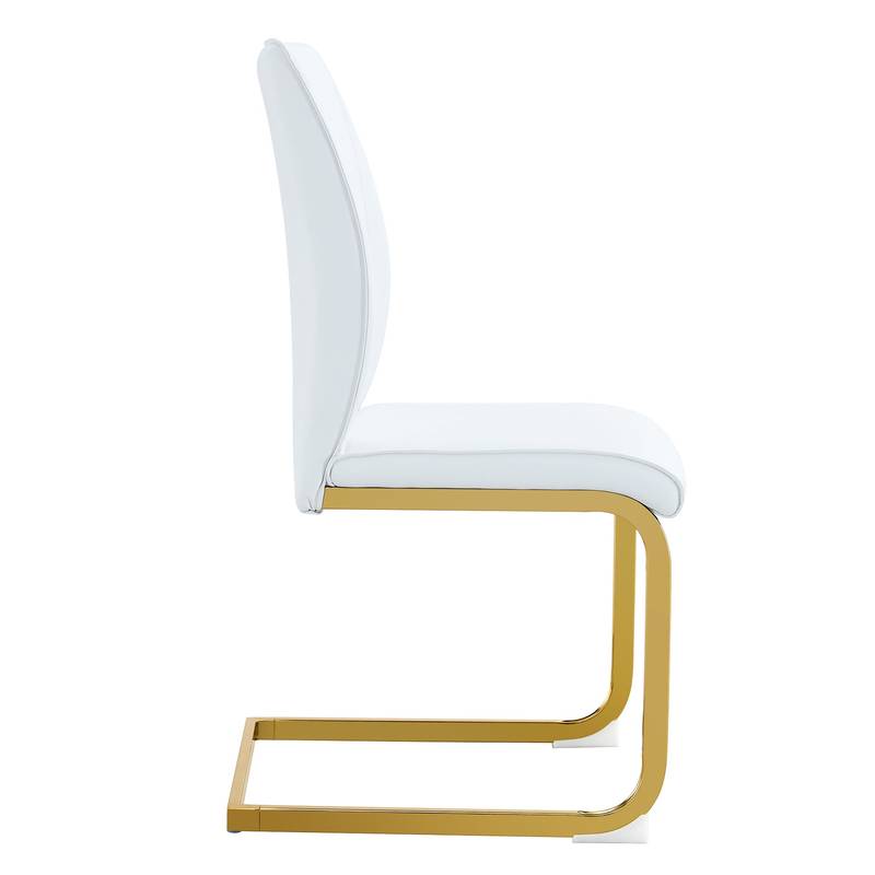 Elegant Arch Dining Chairs - Set of 4 White with Gold Legs