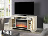 Cozy Beige TV Stand with Electric Fireplace