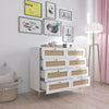 Chic Rattan-Front White Dressers with Gold Accents