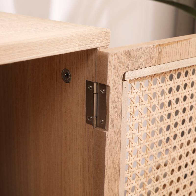 Boho Chic TV Stand - Stylish Rattan Console with Adjustable Shelves