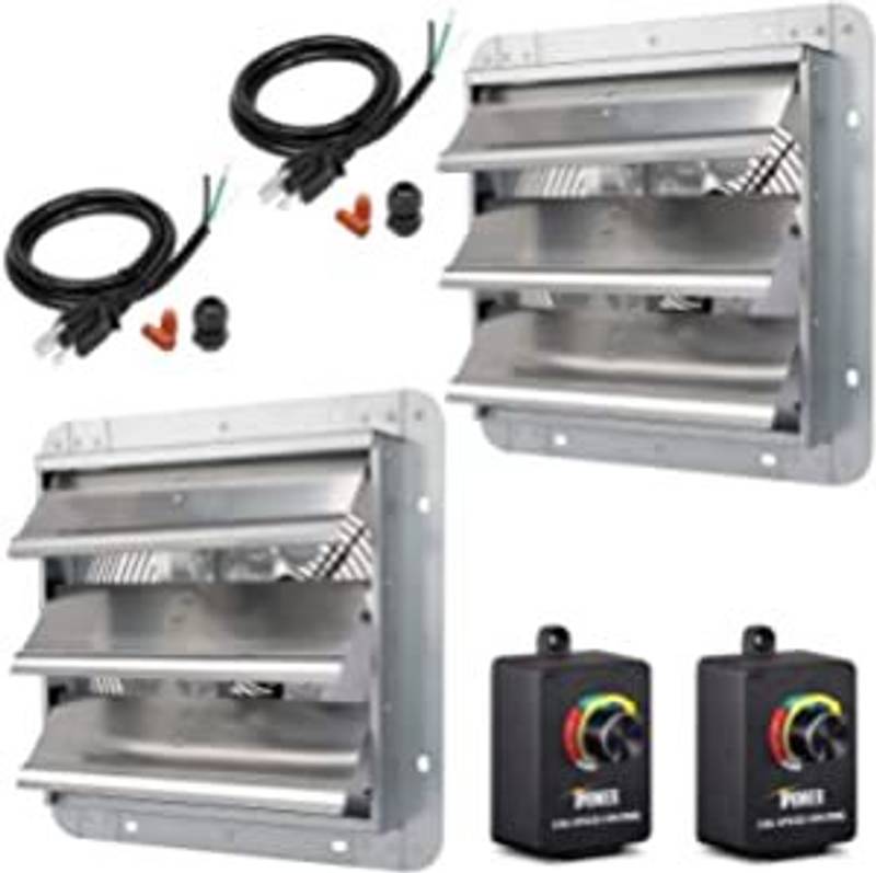 Powerful Silver Shutter Exhaust Fan Duo with Speed Control