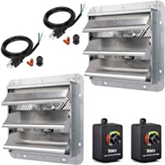 Powerful Silver Shutter Exhaust Fan Duo with Speed Control