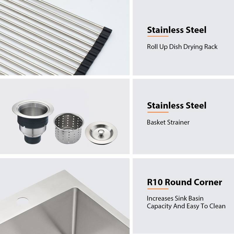 Sleek Stainless Steel Drop-In Kitchen Sink with Essentials
