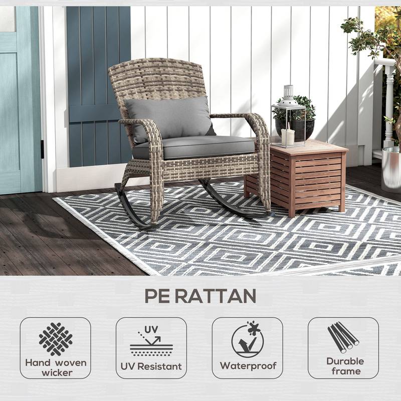 Cozy Wicker Rocking Chair for Outdoor Relaxation