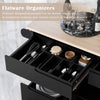 Versatile Kitchen Cart with Rubber Wood Top and Smart Storage