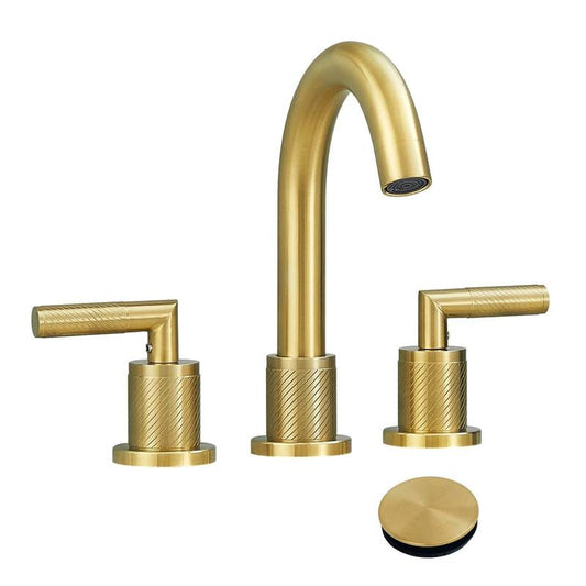 Brushed Gold Double Handle Bathroom Faucet Set