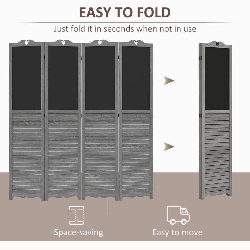 Flexible Gray Room Divider with Blackboard