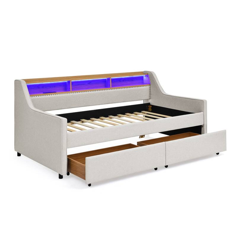Cozy Luxe Sofa Bed with LED Lights and Storage