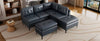 Cozy Blue L-Shaped Corner Sofa with Storage Ottomans