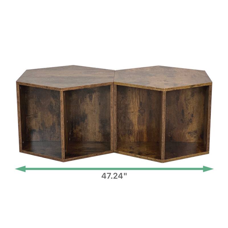 Chic Hexagon Wood Coffee & Side Table Set