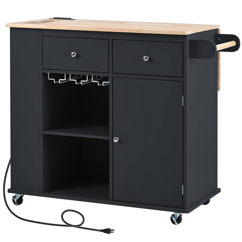 Versatile Kitchen Island with Power Outlet & Wheels