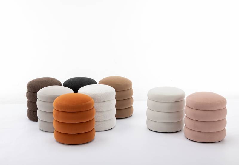 Chic Black Boucle Ottoman