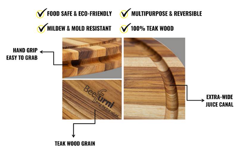 Premium Round Teak Cutting Boards - Set of Five