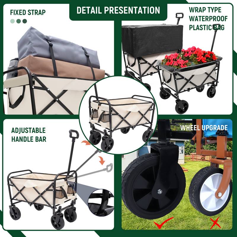 Versatile Collapsible Beach Wagon with Liner Bags