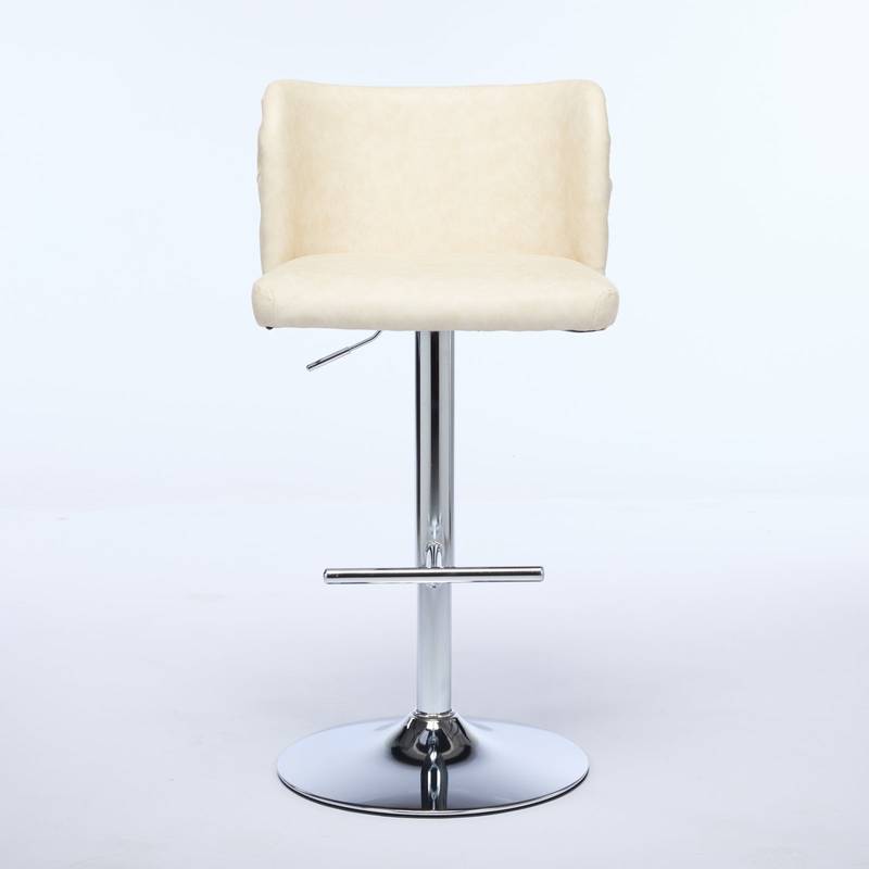 Chic Beige Swivel Bar Stools - Set of Two