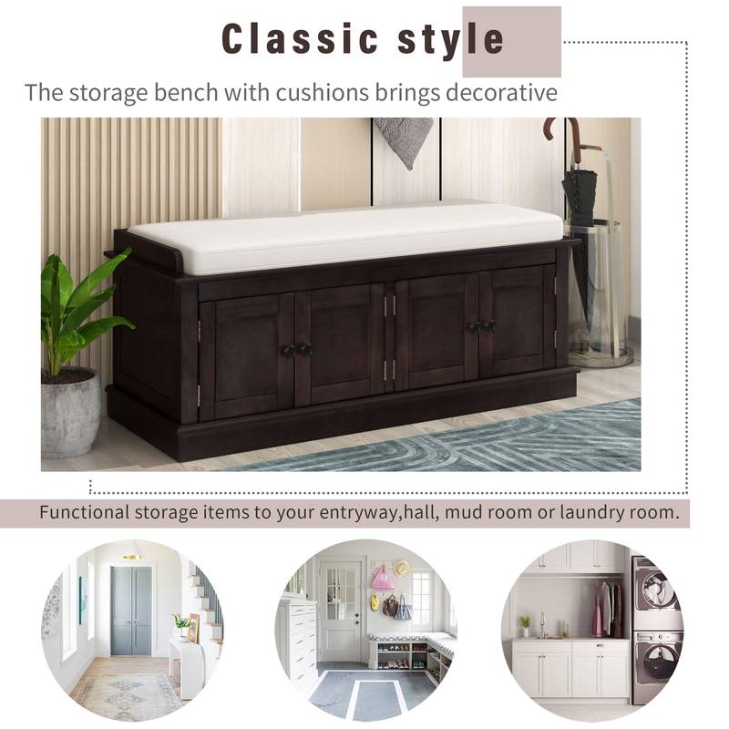 Cozy Shoe Storage Bench with Cushioned Top