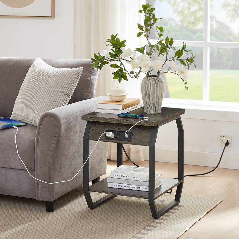 Stylish Charging End Tables - Set of Two with USB Ports