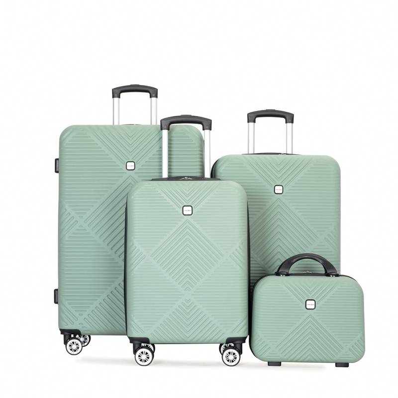 Olive Green Travel Set: Stylish Suitcase & Makeup Box Combo