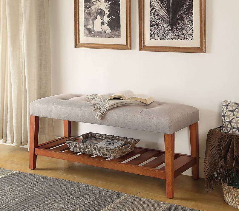 Cozy Charla Bench in Chic Gray & Oak