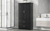 Sleek Black Bathroom Storage Cabinet with Adjustable Shelves