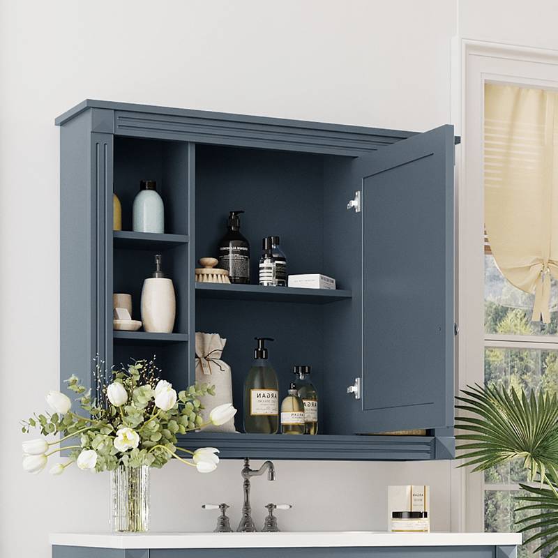 Sleek Wall-Mount Bathroom Cabinet with Mirror & Shelves