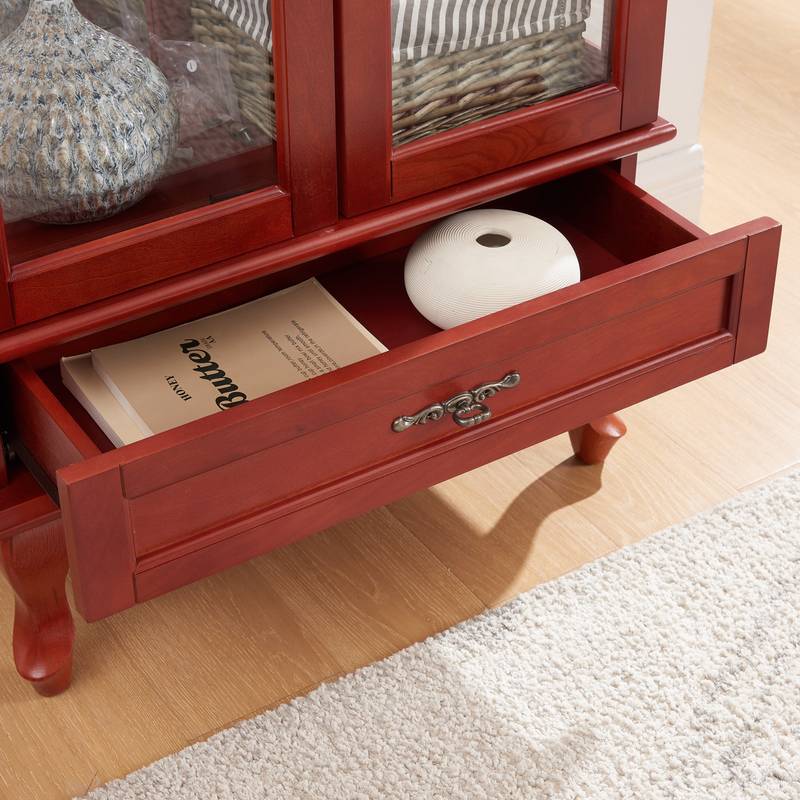 Illuminated Cherry Wine Display Cabinet