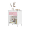 Charming Pink Wooden Nightstand with Shelf & Drawer