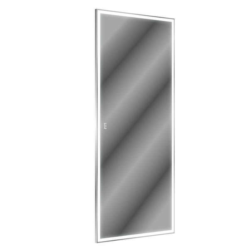 GlamGlow LED Bathroom Mirror: Illuminated Full-Body Reflection in Silver