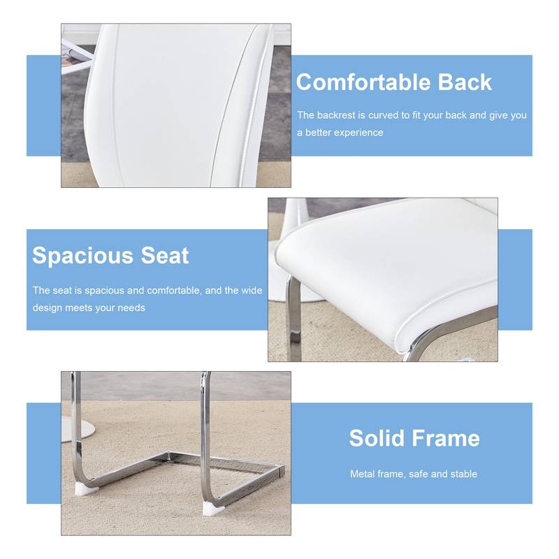 Chic White Curve Dining Chairs - Set of 4
