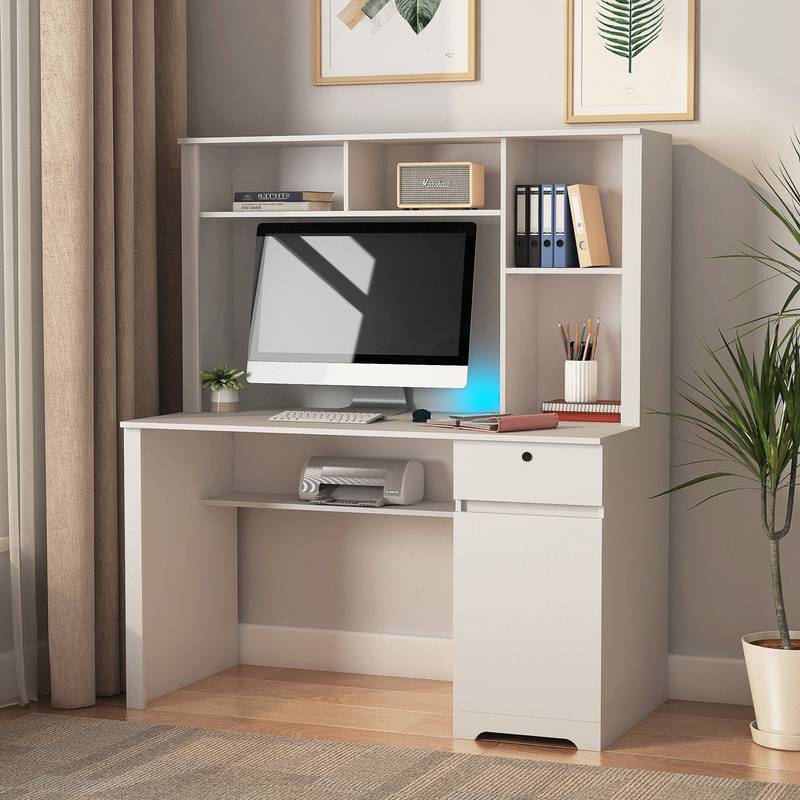 Smart Study Station: Stylish Desk with Storage and Charging Hub
