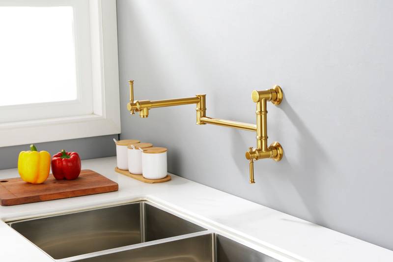 Wall-Mounted Brass Pot Filler Faucet