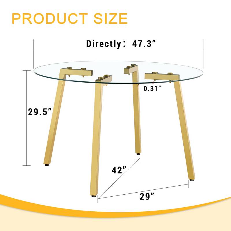 Chic Gold-Base Glass Dining Table – Perfect for Home & Office Gatherings!