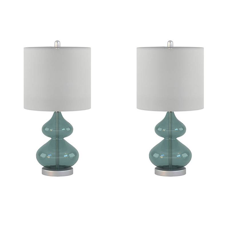 Sleek Ellipse Glass Table Lamps - Set of Two