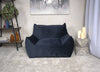 Midnight Blue Velveteen Armrest Bean Bag Chair
