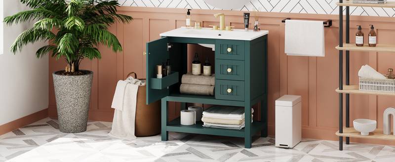 Chic Bathroom Vanity with Ceramic Sink