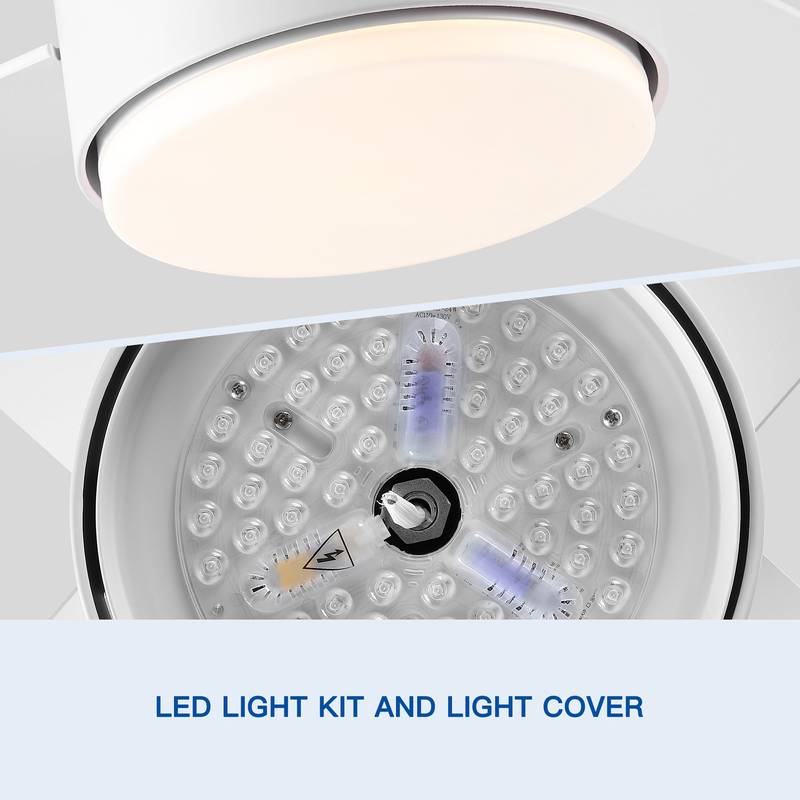 Sleek LED Ceiling Fan with White Blades