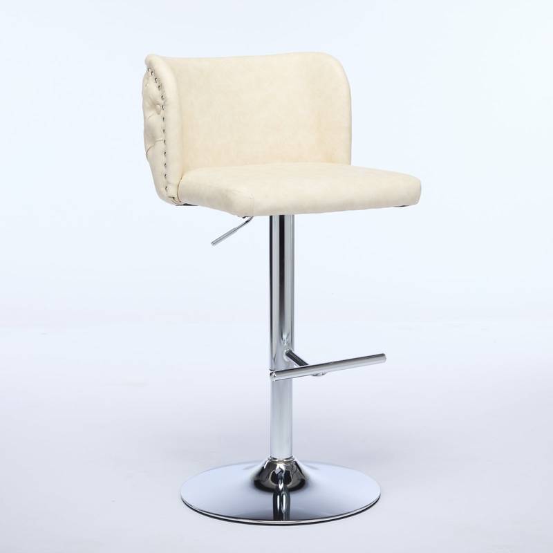 Chic Beige Swivel Bar Stools - Set of Two