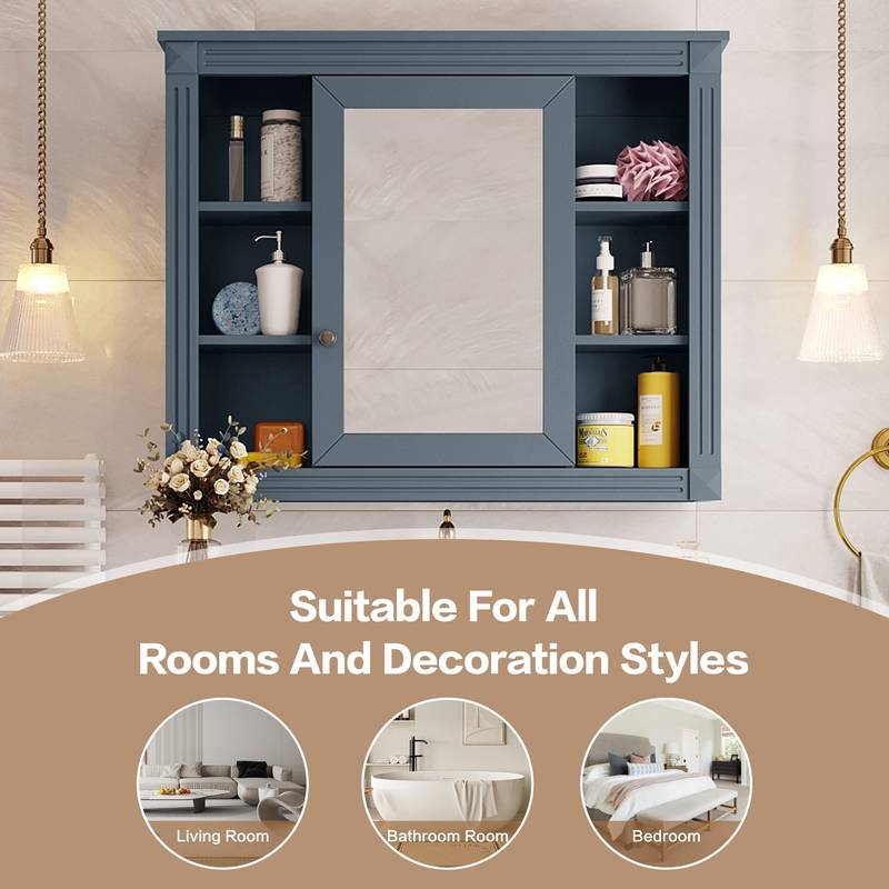 Sleek Wall-Mount Bathroom Cabinet with Mirror & Shelves