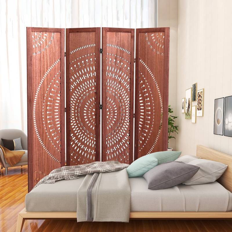 Charming Brown Wood Folding Room Divider