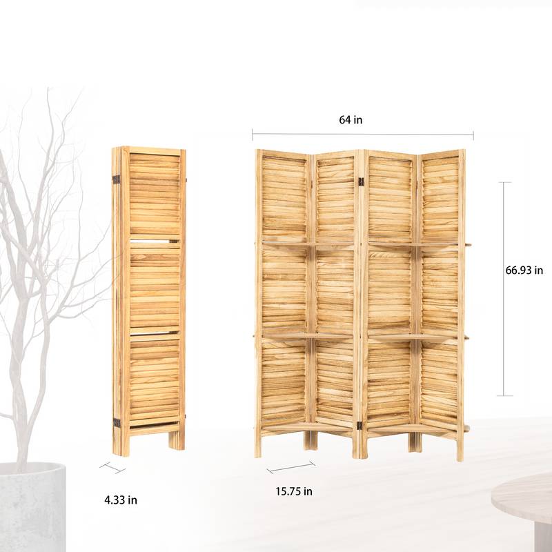 Chic Wood Room Divider with Shelves