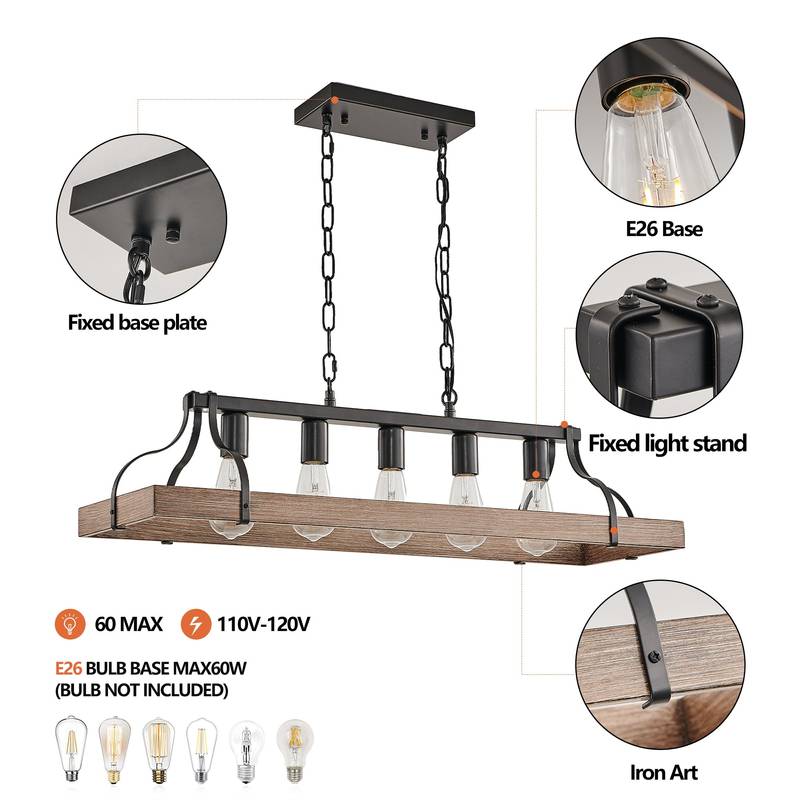 Rustic Elegance Pendant Light – Adjustable Modern Chandelier for Any Room