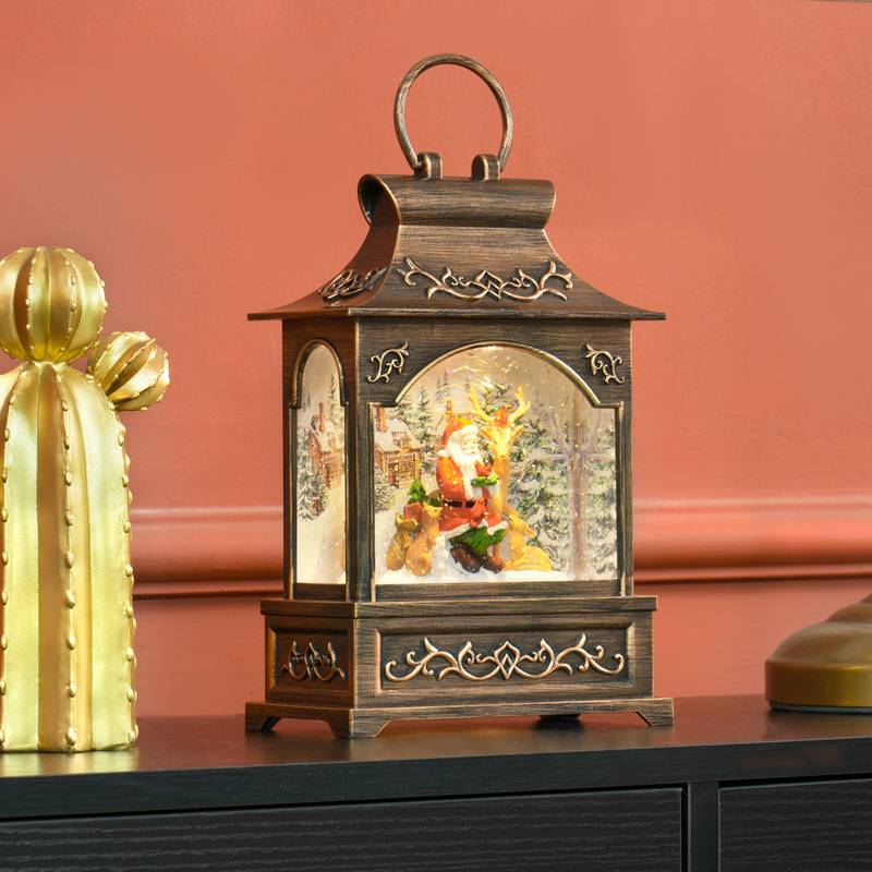 Glittering Holiday Snow Globe Lantern