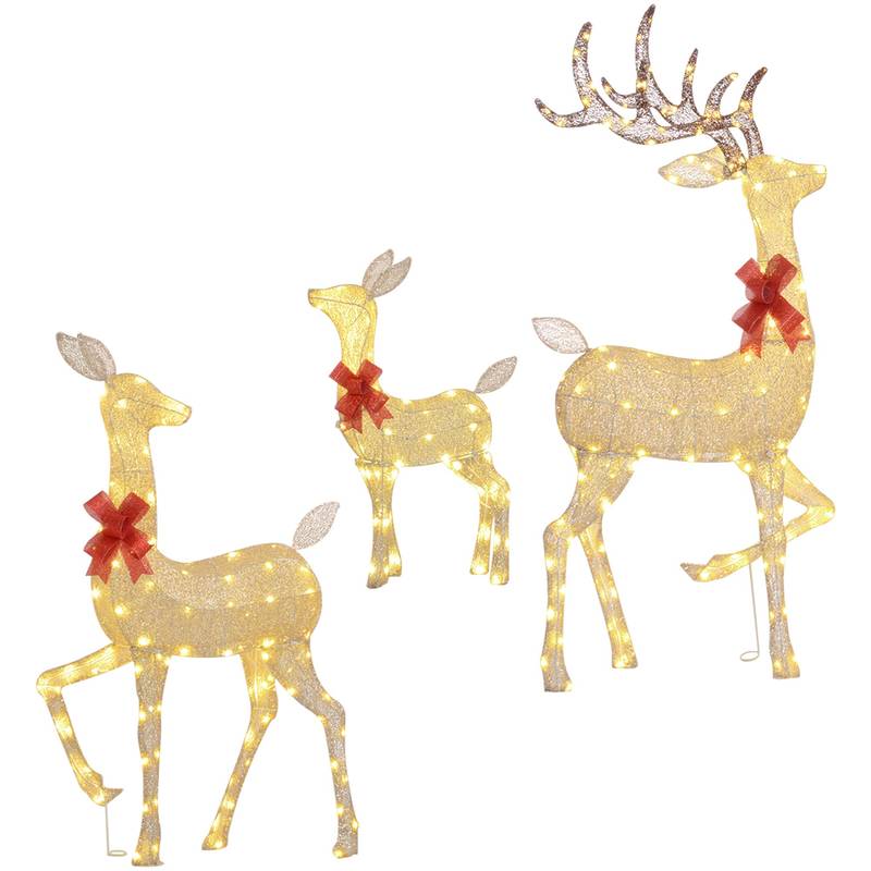 Glistening Gold Reindeer Family Christmas Decor