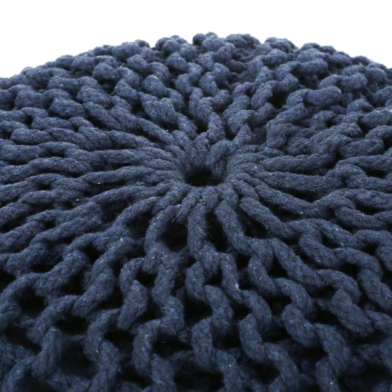 Navy Knitted Cotton Pouf
